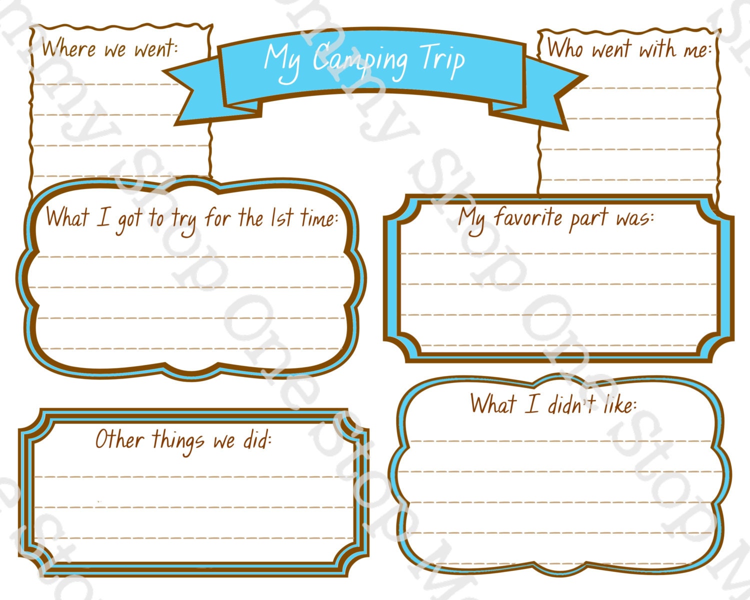 My Camping Trip Writing Prompt / Field Trip Notes Etsy
