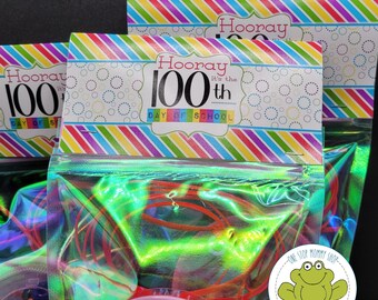 Topper pour sac du 100e jour d&#39;école à imprimer : gâterie pour la classe (téléchargement PDF et PNG)