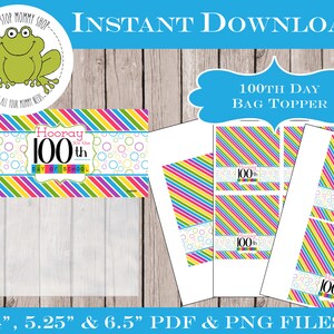 Happy 100th Day Printable Bag Topper, Print at Home, 100 Days Smarter ...