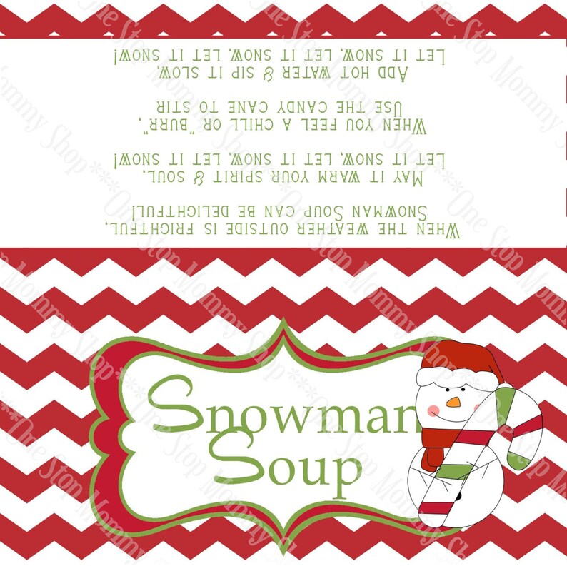 Snowman Soup Printable Bag Topper Etsy