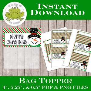 Merry Christmas Goody Bag Topper: Snowman Printable (PDF & PNG Download)