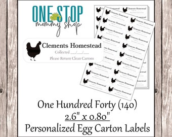140 Personalized Egg Carton Labels - Chicken - Farm Stand - Homestead - Peel & Stick - Carton Stickers - Date Labels - Return Carton Labels