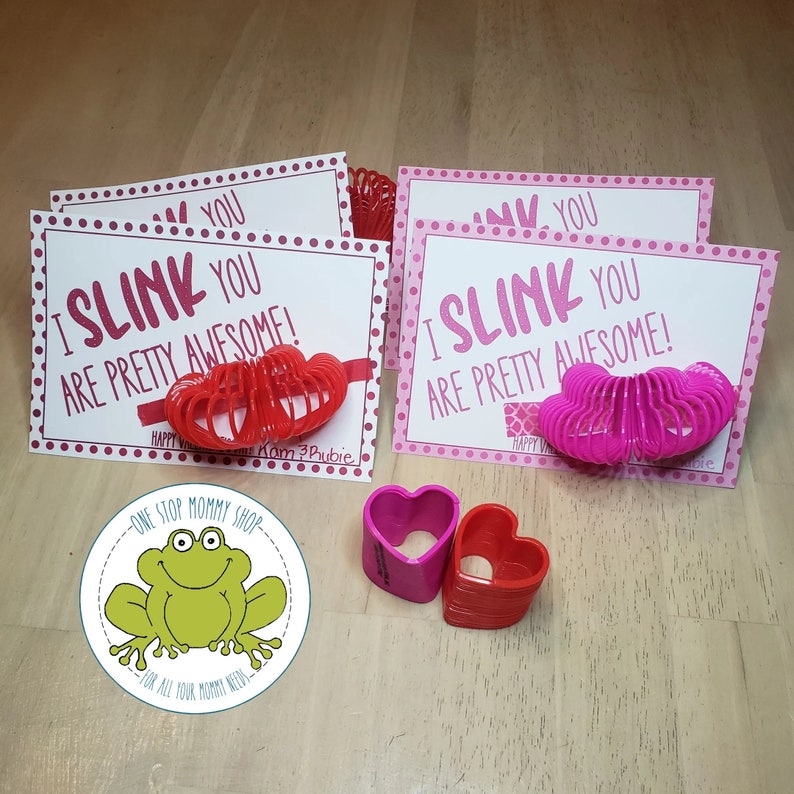 Slinky Valentine's Day Treat Card Classroom Party Favor (PDF &
