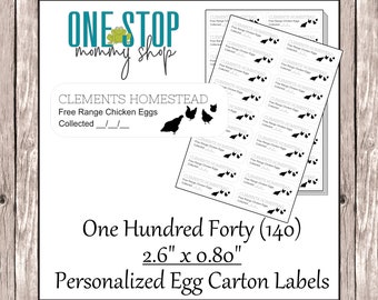 140 Personalized Free Range Chicken Eggs Carton Labels - Peel & Stick - Collection Date Label - Family Farm - Homestead - Farm Stand