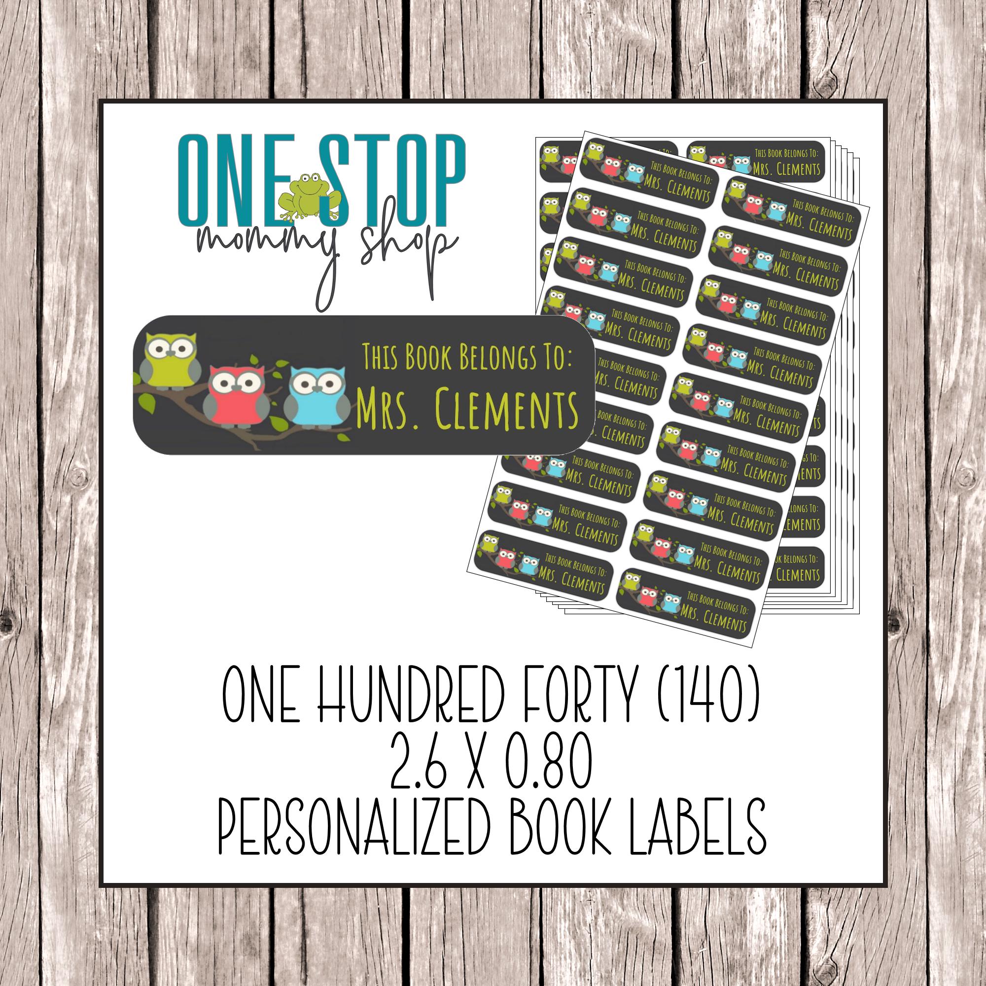 140 Personalized Owl Book Labels – Teacher Gift, Classroom Stickers