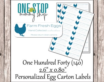 140 Teal Chicken Egg Carton Labels - Peel & Stick - Collection Date - Farm Stand - Homestead - Farmers Market - Farm Fresh Eggs - Egg Date