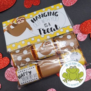 Valentinstag Topper Faultier: Leckerli Geschenk, Klassenzimmer Party (PDF & PNG Download)