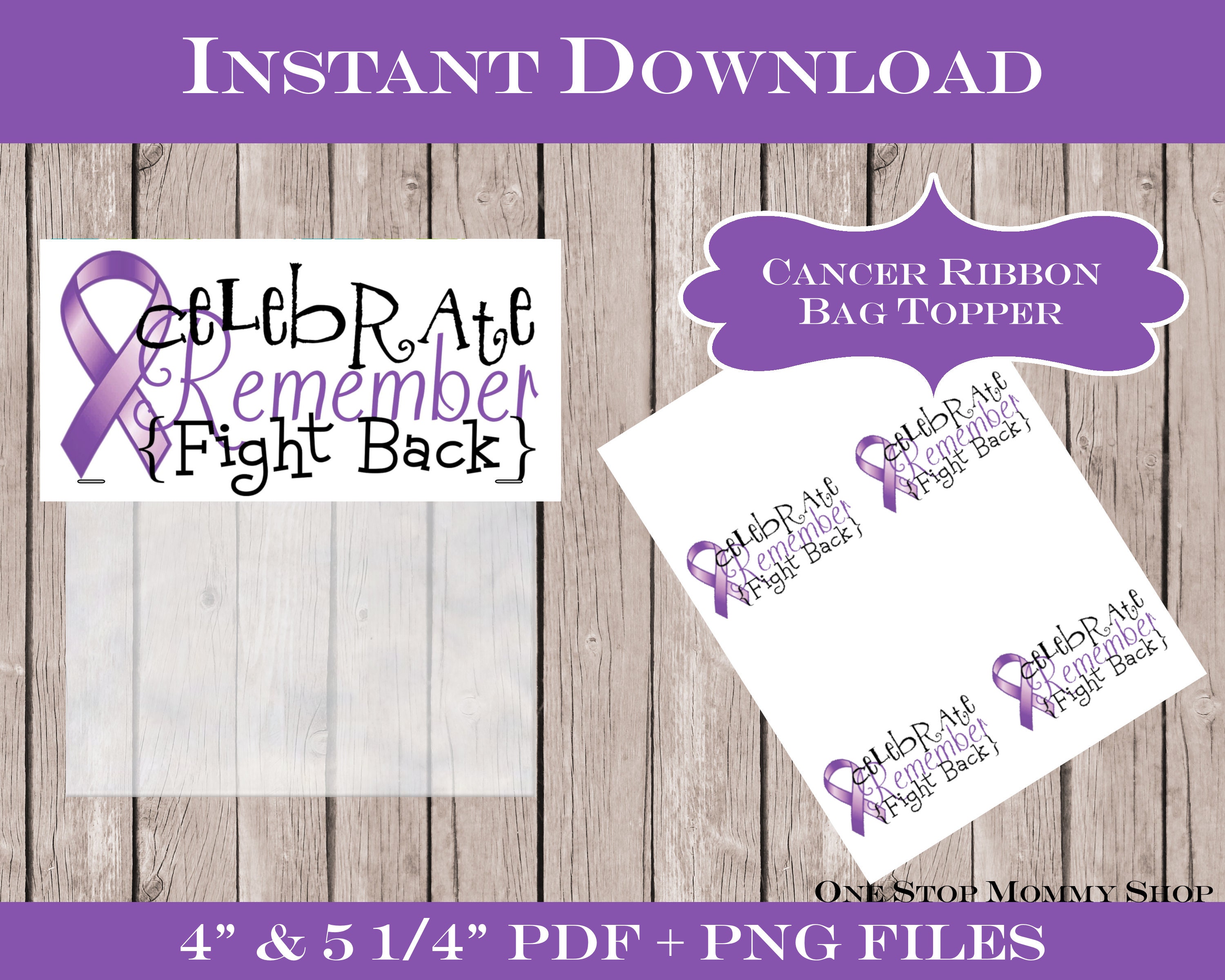 Purple Ribbon / Relay for Life Printable Bag Topper Print at | Etsy