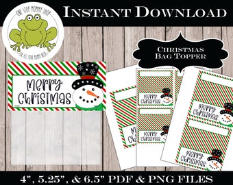 Have a Merry Christmas Printable Goody Bag Topper - Print at Home - Snowman - Holiday Get Together - Classroom Party - Neighbor Gift - Class