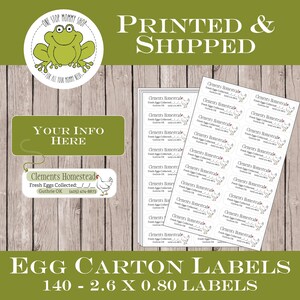 140 Personalized Chicken Egg Carton Labels - Peel & Stick - Collection Date - Family Farm - Homestead - Farmers Market - Farm Stand