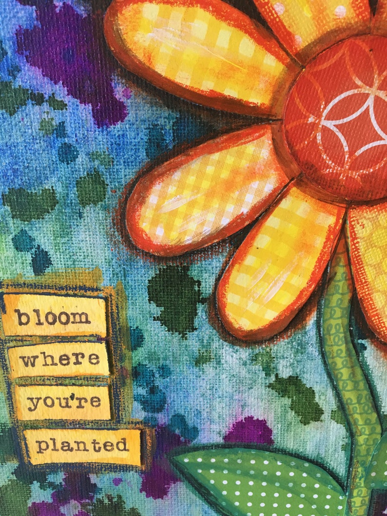 Bloom Where You Are Planted Yellow Daisy Painting Big Flower - Etsy