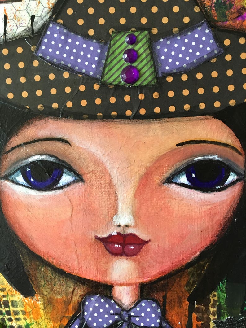 Wall Art Halloween Decorations Original Art Fall Etsy