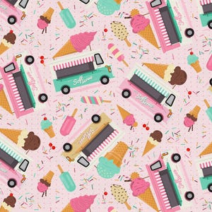 Ice Cream Truck Fabric, Ice Cream Dream by Paintbrush Studio, By the Half or Full Yard