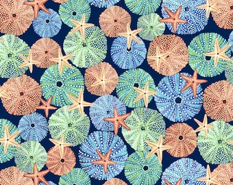 Urchin Fabric, Deep Blue Sea by Studio E, By The Half or Full Yard