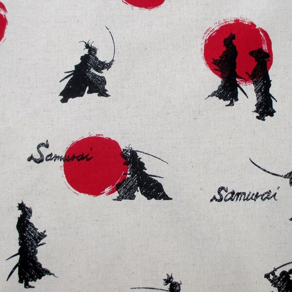 Samurai Fabric, Cotton Linen CANVAS by Cosmo,  Japanese Import, Last One Yard