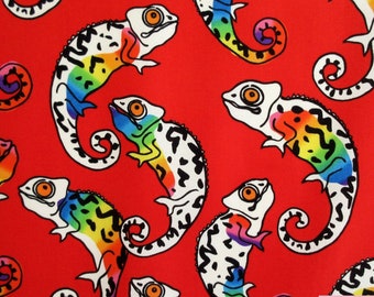 Chameleon Fabric, Camaleon in Chile Red by Alexander Henry,  By the Half or Full Yard