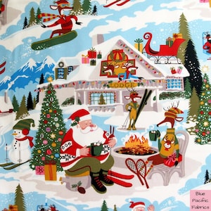 Christmas Fabric, Santa at Yuletide Lodge by Alexander Henry, Last 18 Inches