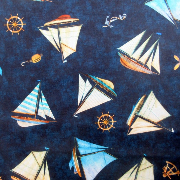 Sailboat Fabric, Sirens Call by QT Fabrics, By the Half or Full Yard