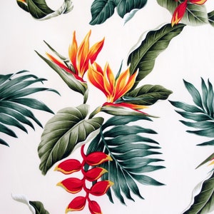 Hawaiian Fabric, Exotic Tropical Bouquet on Cream, By the Half or Full Yard