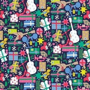 SALE Holiday Gift Fabric, Gangsta Wrapper by Dear Stella, By the Half or Full Yard