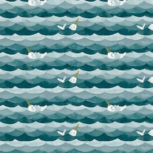 Narwhal Fabric, La Mer by Dear Stella, by the Half and Full Yard image 1