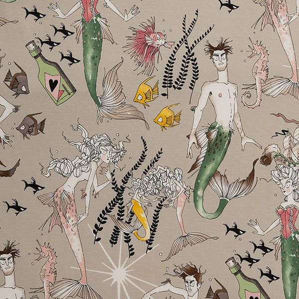 Fabric, Ghantis Ghastlie on Stone by Alexander Henry, Mermen and Mermaids, By the Yard