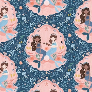 Mermaid Fabric, Lookin Swell Seashell, Shell We Dance by Dear Stella, By the Half or Full Yard