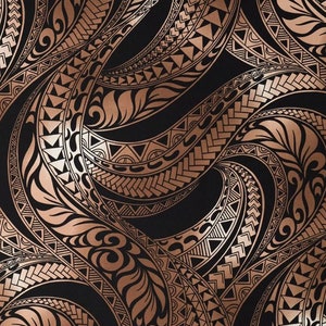 Hawaiian Fabric, Ombre Brown Tapa Swirl, Large Scale Print, By the Half or Full Yard