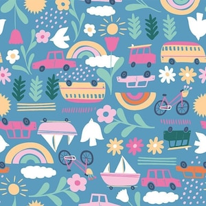 SALE Summer Fabric, Summer of Love, Whats the Scoop by Dear Stella, By the Half or Full Yard