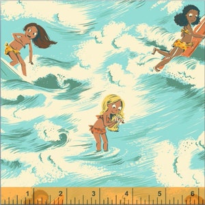Surfer Fabric, Sayulita in Aquamarine, Malibu by Heather Ross, Last One Yard