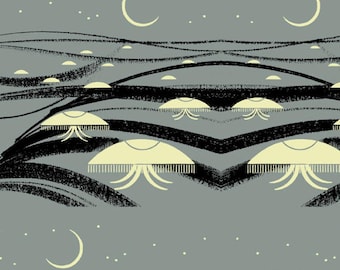 Jellyfish Fabric, Moon Jellies Organic Poplin, Charley Harper Coastal Volume 2, By the Half or Full Yard