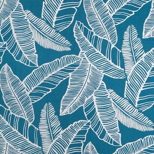 Tropical Fabric, Island Banana Leaf on Teal, Large Scale Print, By the Half or Full Yards