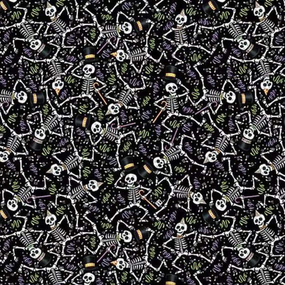 Skeleton Fabric, Dancing Skeletons, Spooky Cute by Mary Engelbreit for Free Spirit, By the Half or Full Yard
