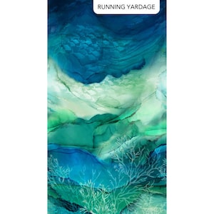 Ocean Fabric, Deep Blue by Northcott Fabrics, Fish and Coral, By the Half or Full Yard