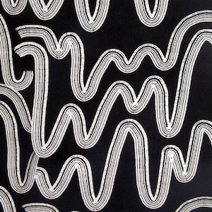 Fabric, A Ghastlie String in Natural and Black by Alexander Henry, Last One Yard