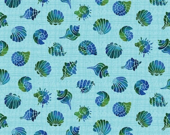 Sea Shell Fabric, Atlantis Mythical Mermaids by Benartex, Last 33 Inches