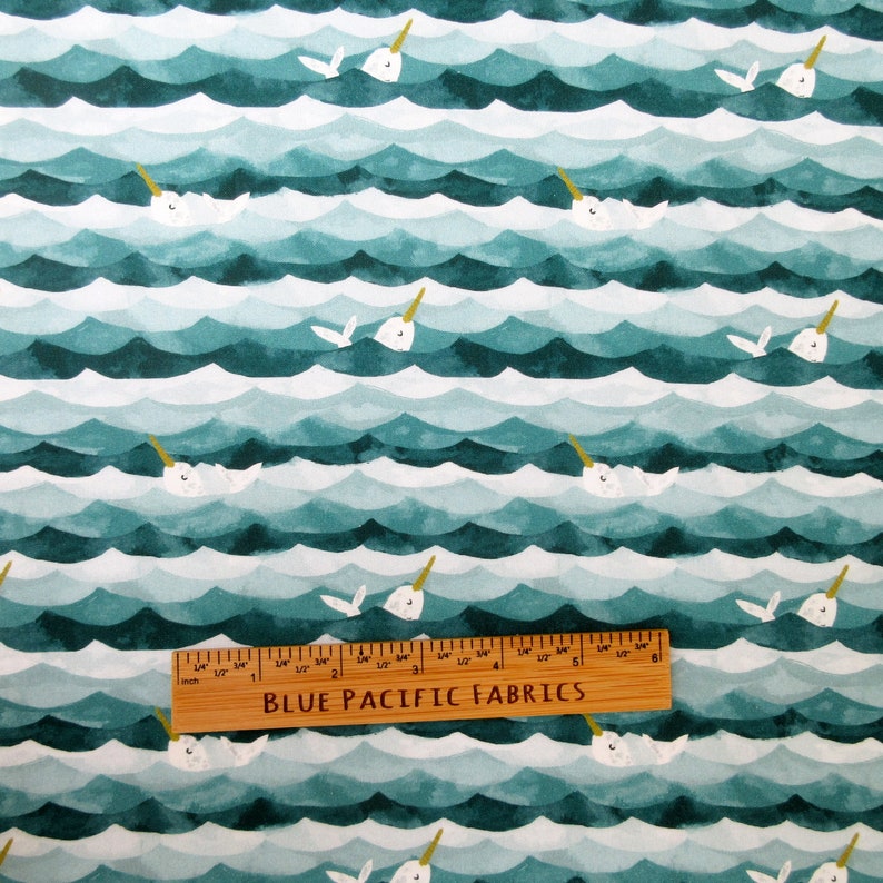 Narwhal Fabric, La Mer by Dear Stella, by the Half and Full Yard image 3