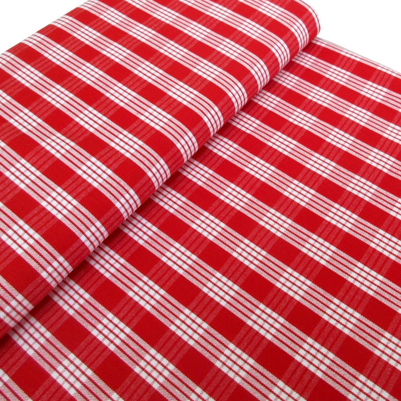 Fabric, Ruby Red Palaka, Yarn Dyed Hawaiian Plaid, 100% Cotton Woven ...