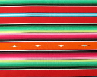 SALE Fabric, Fiesta Stripe, Orange and Red, Elizabeth Studio, Baja Surfer Serape, By The Half or Full Yard