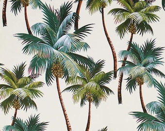 BARKCLOTH Fabric, Palm Trees on Natural, Large Scale Hawaii Tropical, By the Yard