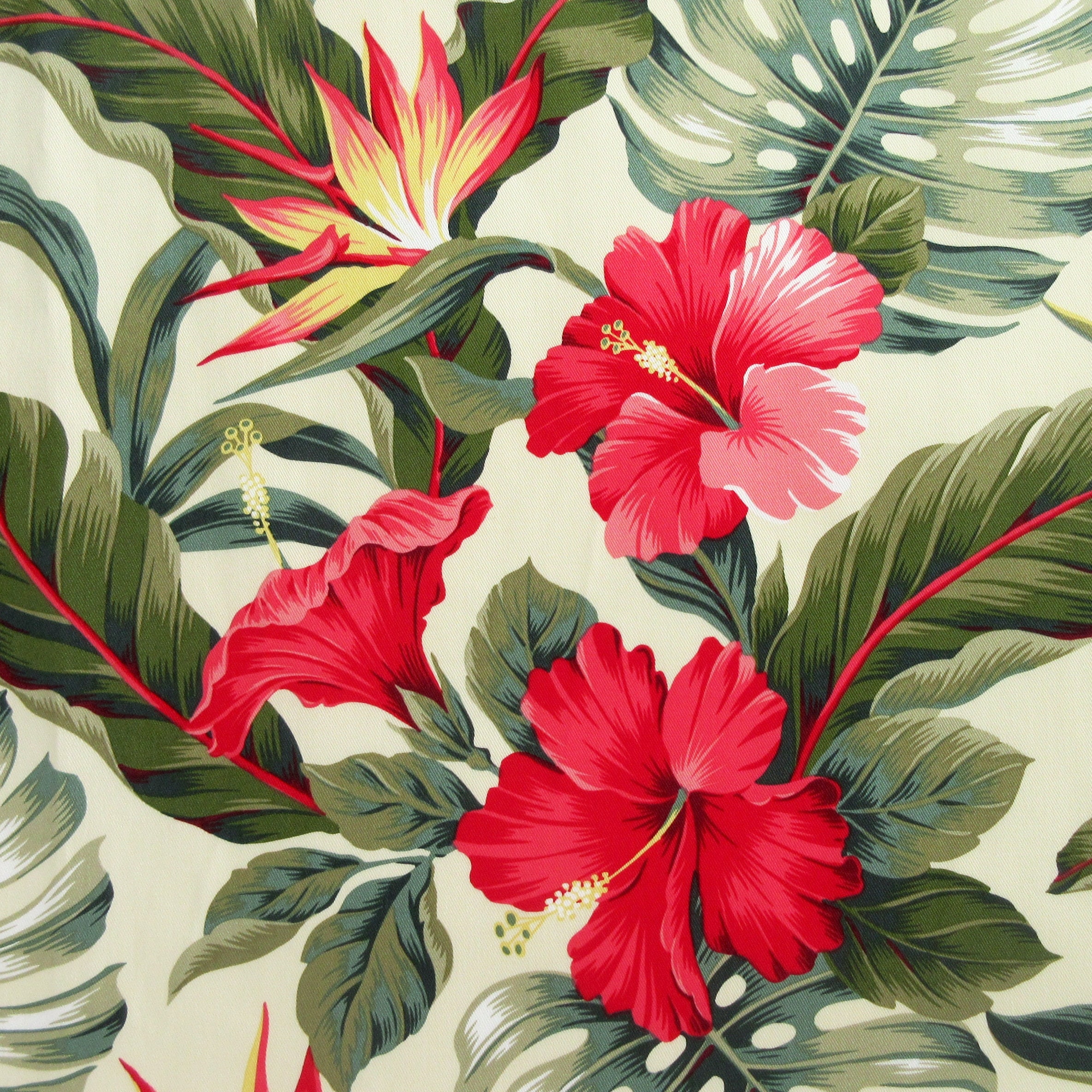Hawaii Fabric, COTTON TWILL, Tropic Isle Hibiscus Floral on
