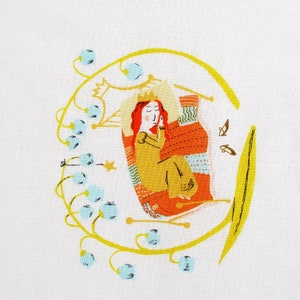 Fabric, Sleeping Beauty Princess on White, Far Far Away 2 by Heather Ross, Last 22 Inches