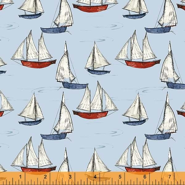 Sailboat Fabric, Sea and Shore by Windham, By the Half or Full Yard