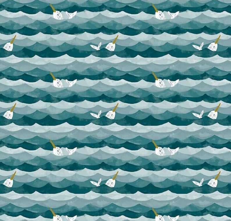 Narwhal Fabric, La Mer by Dear Stella, by the Half and Full Yard image 1