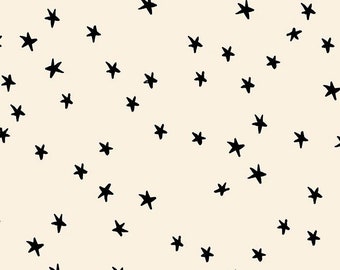 Star Fabric, Starry on Natural-Black by Ruby Star Society, By the Half or Full Yard