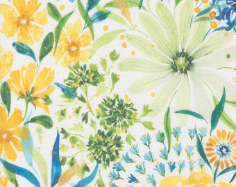 CANVAS Fabric, Sunshine Blue Skies Floral on Cloud White, Cotton CANVAS by Moda, By the Half or Full Yard