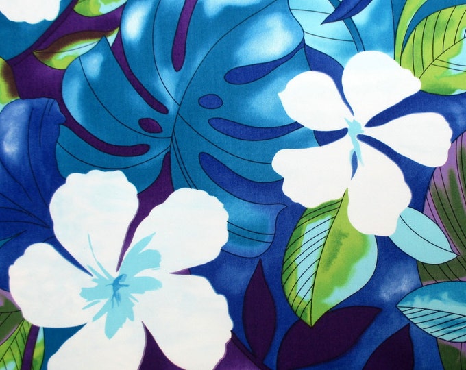 Fabric Pacific Paradise in Blue Large Print Tropical Floral Etsy