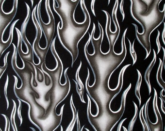 Fabric, Wheels On Fire in Black, Alexander Henry Fabric, By The Half and Full Yard