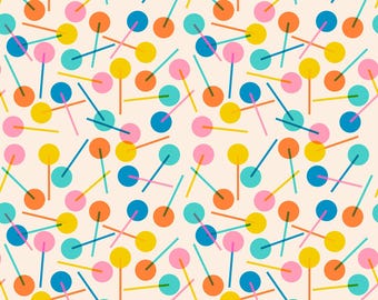 Lollipop Fabric, Lollies in Natural, Eye Candy by Ruby Star Society, By the Half or Full Yard