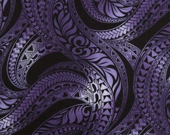 Hawaiian Fabric, Ombre Purple Tapa Swirl, By The Half and Full Yard